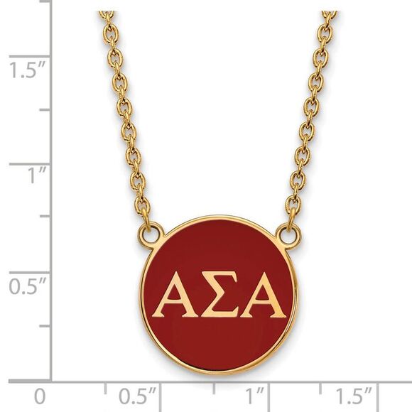 14K Plated Silver Alpha Sigma Alpha Large Greek Letter Enamel Necklace - Picture 2 of 5